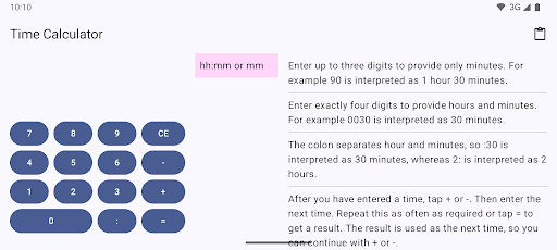 Tommis Simple Time Calculator Screen 3