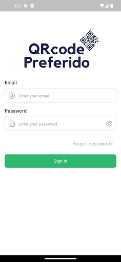 Android application QRcode Preferido backoffice screenshort