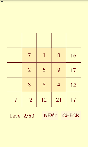 Android application Math Magic Square screenshort
