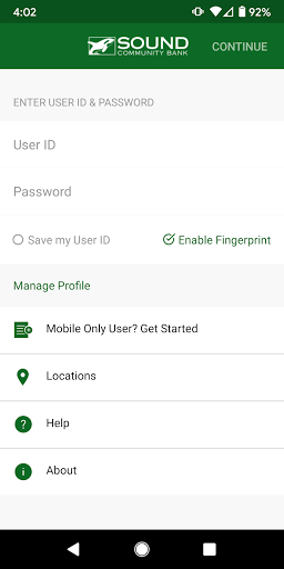 Android application Sound Community Bank Mobile screenshort