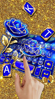 screenshot of Gold Blue Rose Crystal Keyboard Theme