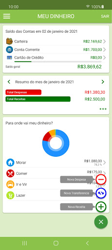 Android application Meu Dinheiro screenshort