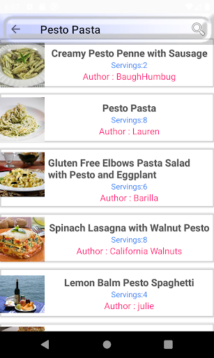 Android application Pesto Sauce recipe screenshort