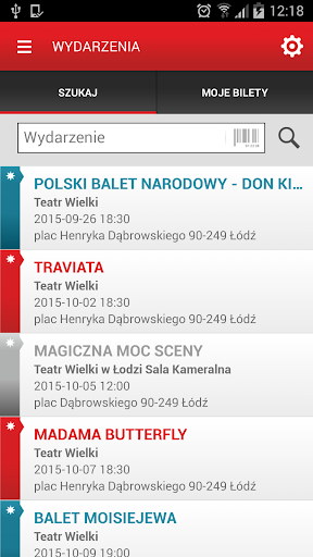 Android application Teatr Wielki w Łodzi screenshort