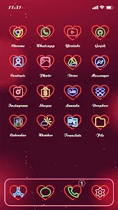 Wow Valentine Neon Icon Pack