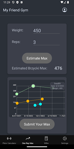 Android application My Friend Gym screenshort