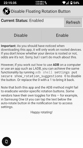 Android application Disable Rotation Button [ROOT] screenshort