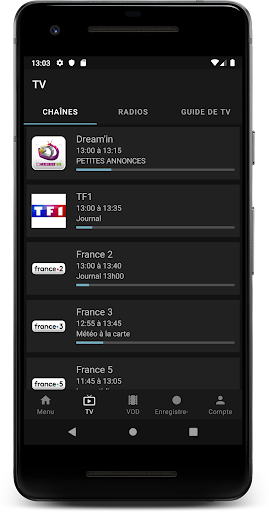 Android application izyTV screenshort