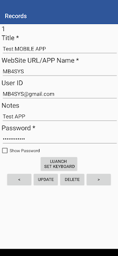Passwords Treasury Screen 3