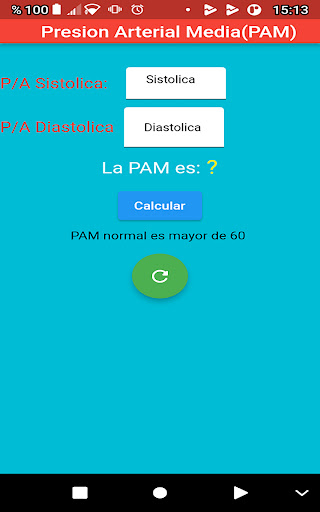 Android application Presion Arterial Media (PAM) screenshort