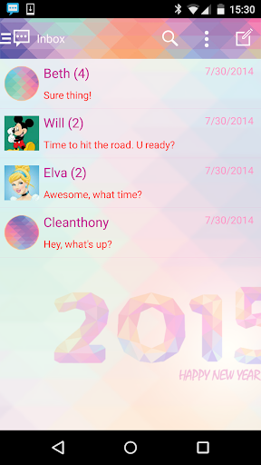 Android application Handcent Skin (New year 2015) screenshort