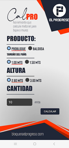 Android application CalPRO screenshort