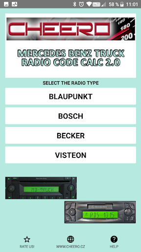 Android application RADIO CODE for MERCEDES TRUCK screenshort
