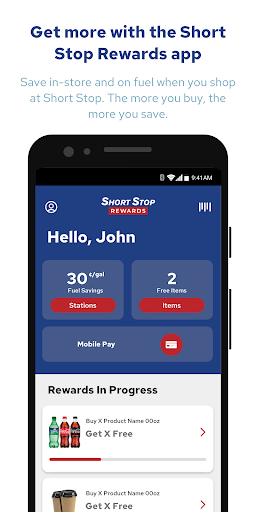 Android application Short Stop Rewards screenshort