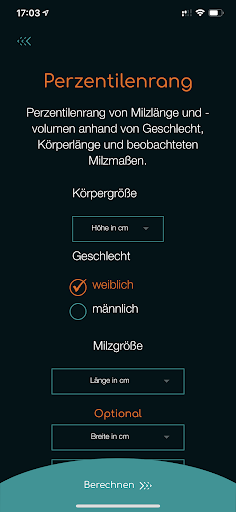 SplenoCalc - Berechnung Milzgr Screen 3