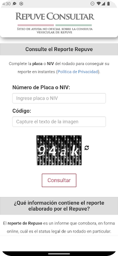 Android application Consulta Placa screenshort