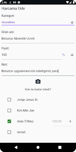 Android application Bölüştür screenshort