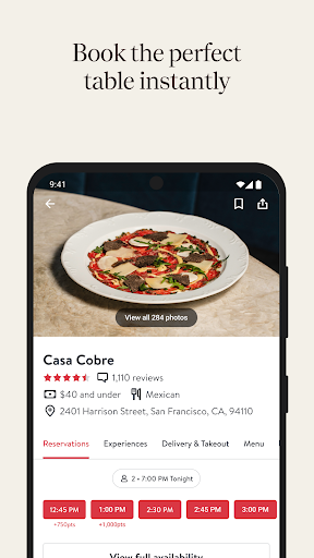 Screenshot of OpenTable