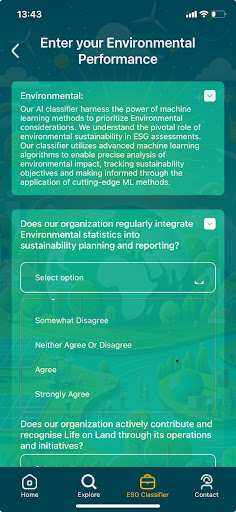 ESG Performance Classifier Screen 3