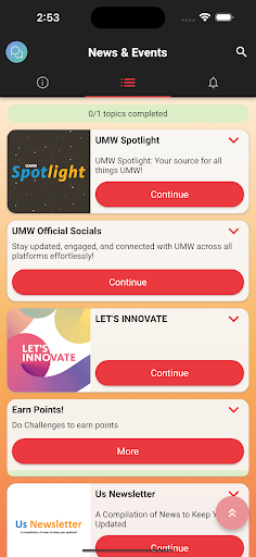 UMW Connect Screen 3
