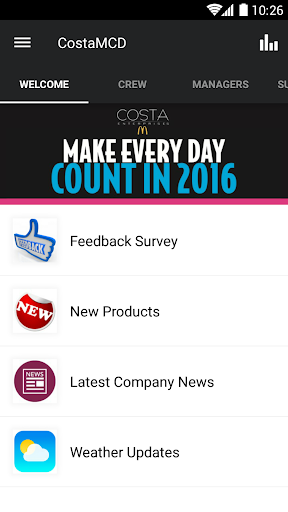 Screenshot of Costa Ent Employee App