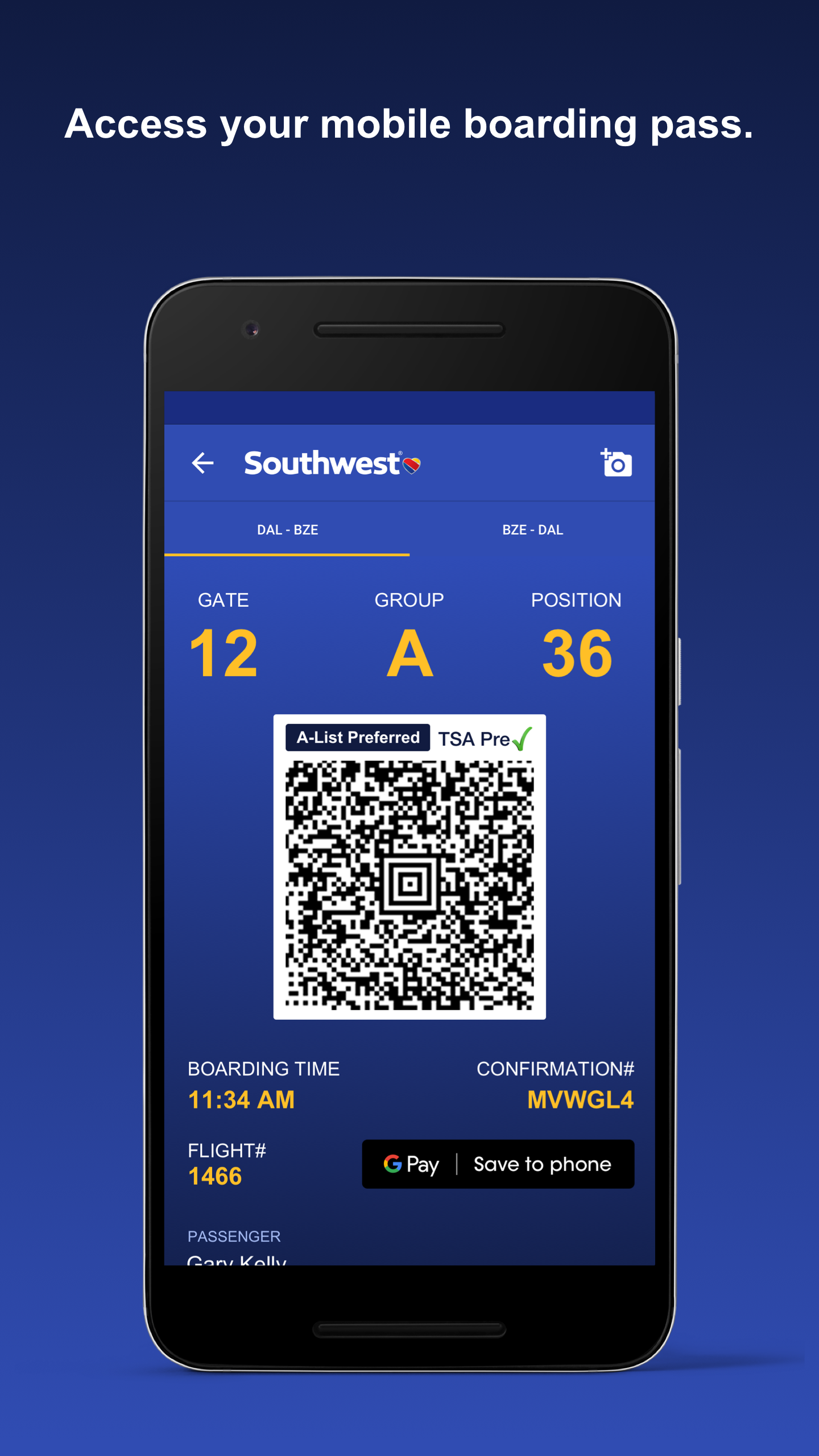 Android application Southwest Airlines screenshort