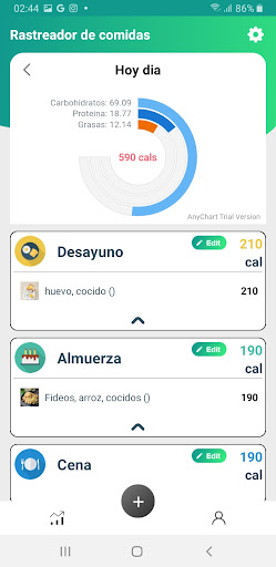 Android application Contador de calorías alimentos screenshort