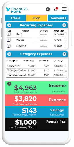 Financial Hope : Budget & Save Screen 2