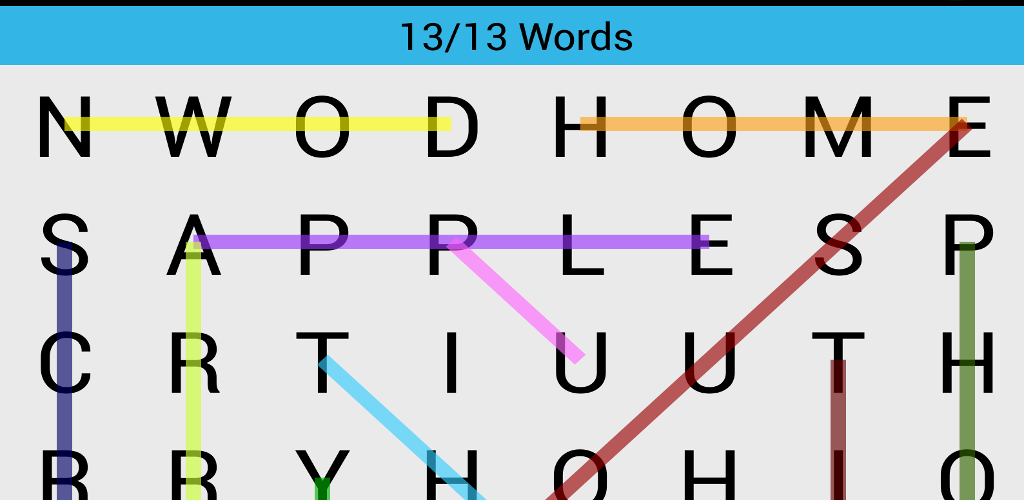 Word finding game. FINDWORDS. 7 words game