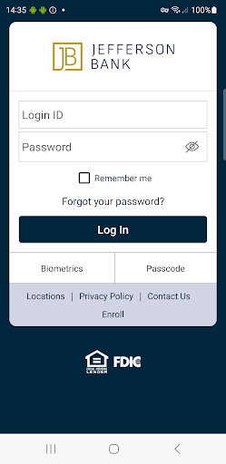 Android application Jefferson Bank Mobile screenshort