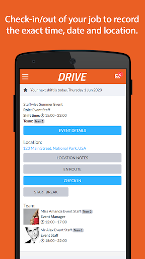 Drive staff app Screen 2