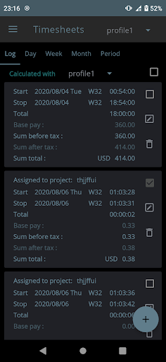 Time Calculator - Time Card Screen 3