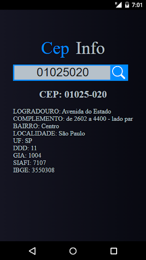 CepInfo Screen 3