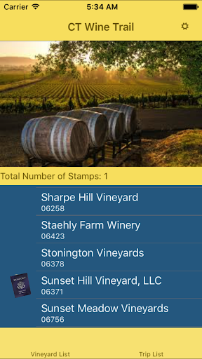 Android application Companion for CT Wine Trail screenshort