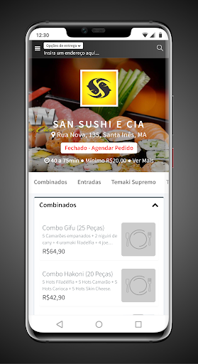 Android application San Sushi e Cia screenshort