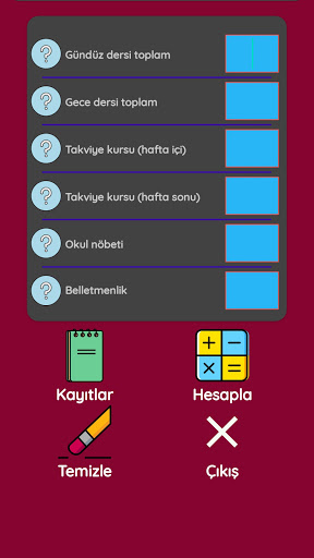 Android application Ek Ders Hesaplama 2023 screenshort