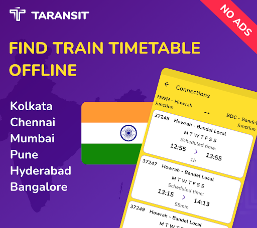 Android application Kolkata Sub & local train time screenshort