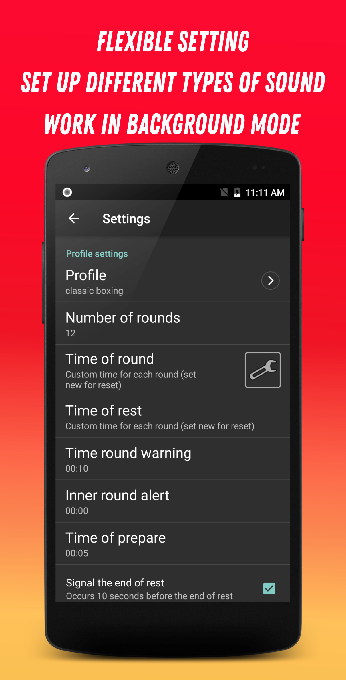 Android application Boxing Interval Timer PRO screenshort