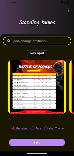 Pointcalc | Point table maker Screen 2