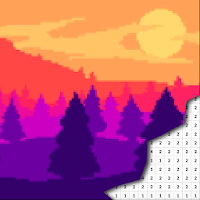 Пейзажная раскраска по номеру - Pixel Art