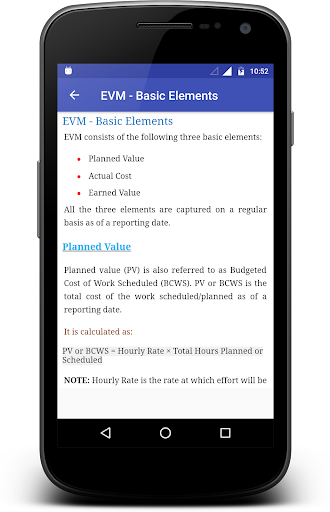 Earned Value Management Screen 3