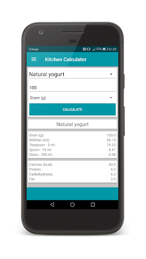 Android application Kitchen Calculator screenshort