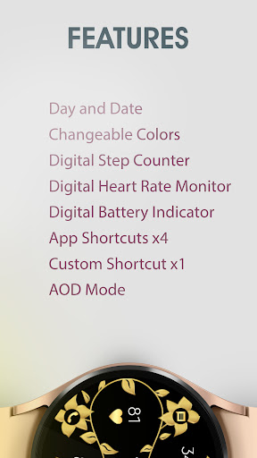 Digital Gold Flower Watch Face