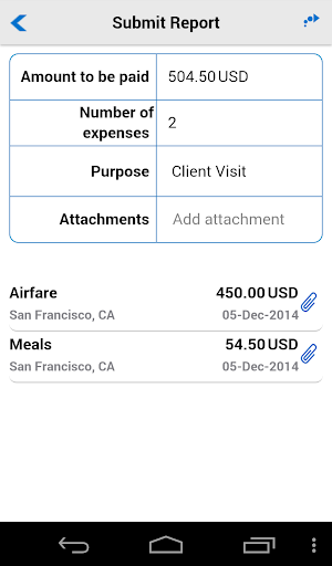 Screenshot of Oracle Fusion Expenses