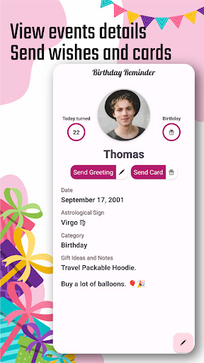 Birthday Reminder Screen 3