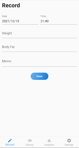Android application Quick Weight Tracker screenshort