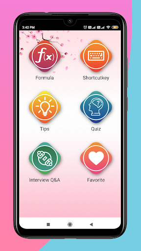 Android application Excel formulas and tips screenshort