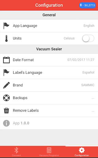 Sammic VAC Screen 2