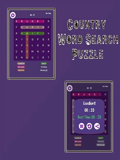 Country Word Search Puzzle Screen 3