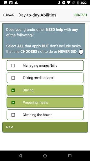 The Frailty App Screen 3